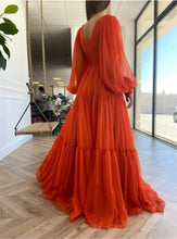 Load image into Gallery viewer, Long Puff Sleeves Elegant Gown
