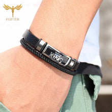 Load image into Gallery viewer, Men&#39;s King &amp; Crown Accessory Leather Bracelets
