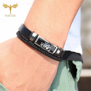 Men's King & Crown Accessory Leather Bracelets