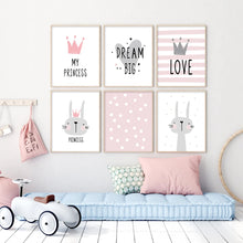 Load image into Gallery viewer, Pink Cartoon Nursery Girl Wall Pictures
