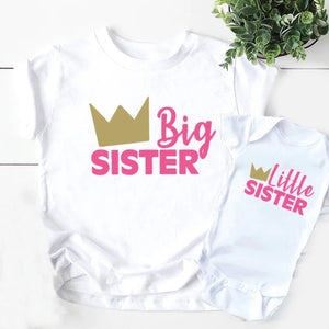 Matching Big Sister Little Sister Girls T shirt & Baby Rompers