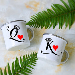 King and Queen Print Enamel Coffee Mugs + style