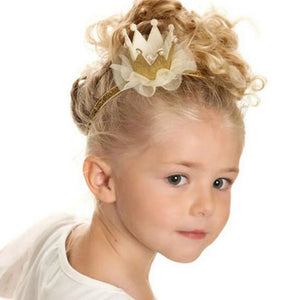 Fashion Mini Felt Crown with Glitter Elastic Headband for Girls