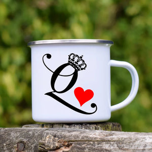 King and Queen Print Enamel Coffee Mugs + style