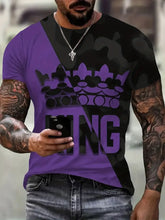 Load image into Gallery viewer, Crown King Pattern T-Shirt Retro Short Sleeved T-Shirts For Men
