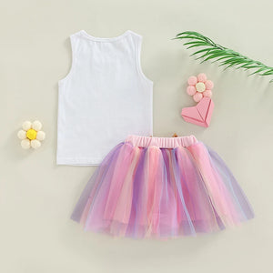 2Pcs Little Girls Birthday Outfit