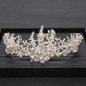 Trendy Handmade Wedding Crown Baroque Rhinestone, Pearl & Crystal Headband