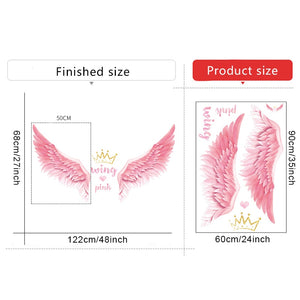 Pink Wing Crown Wall Stickers for Girls Bedroom