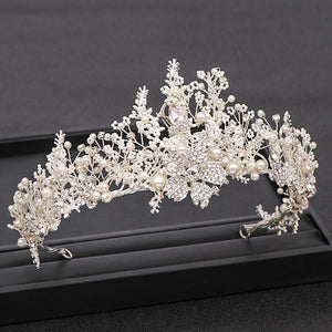 Trendy Handmade Wedding Crown Baroque Rhinestone, Pearl & Crystal Headband