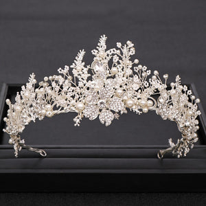 Trendy Handmade Wedding Crown Baroque Rhinestone, Pearl & Crystal Headband