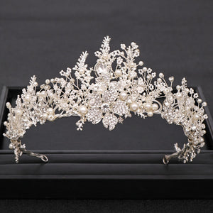 Trendy Handmade Wedding Crown Baroque Rhinestone, Pearl & Crystal Headband