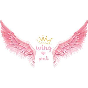 Pink Wing Crown Wall Stickers for Girls Bedroom