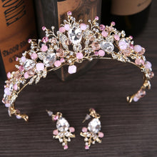 Load image into Gallery viewer, Luxury Pink Gold Pearl Bridal Crown Handmade Tiara + more colors
