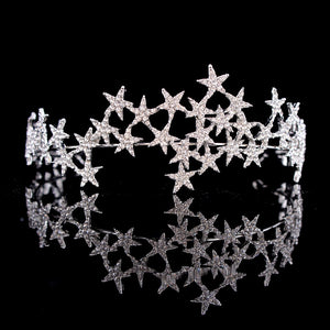 Crystal Star Tiara Crown Wedding  Headband