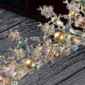 Luxury Pink Gold Pearl Bridal Crown Handmade Tiara + more colors