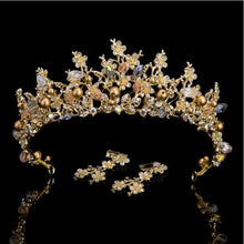 Load image into Gallery viewer, Luxury Pink Gold Pearl Bridal Crown Handmade Tiara + more colors
