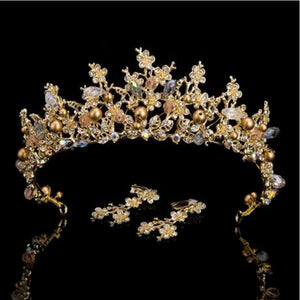 Luxury Pink Gold Pearl Bridal Crown Handmade Tiara + more colors