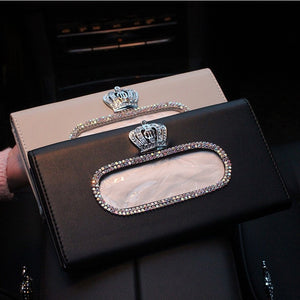 Fashion Crown Crystal Car Tissue Box