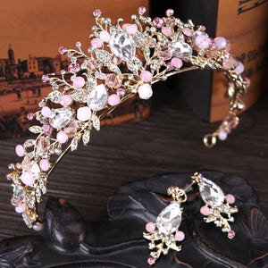 Luxury Pink Gold Pearl Bridal Crown Handmade Tiara + more colors