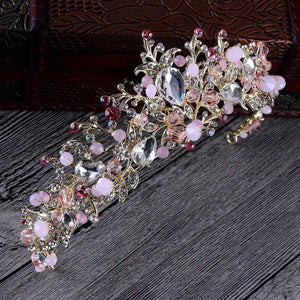 Luxury Pink Gold Pearl Bridal Crown Handmade Tiara + more colors