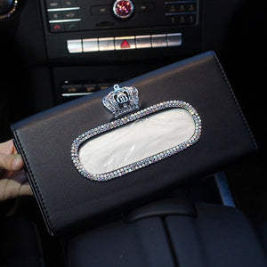 Fashion Crown Crystal Car Tissue Box