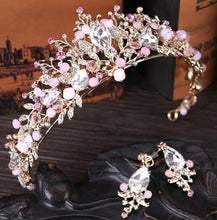 Load image into Gallery viewer, Luxury Pink Gold Pearl Bridal Crown Handmade Tiara + more colors
