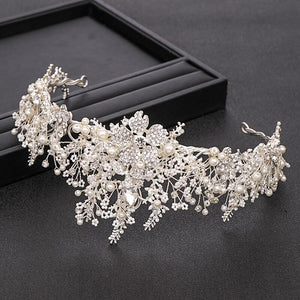 Trendy Handmade Wedding Crown Baroque Rhinestone, Pearl & Crystal Headband