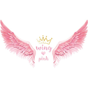 Pink Wing Crown Wall Stickers for Girls Bedroom