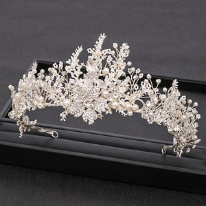 Trendy Handmade Wedding Crown Baroque Rhinestone, Pearl & Crystal Headband