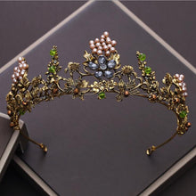 Load image into Gallery viewer, Baroque Vintage Gold Crystal Flowers Beads Tiaras
